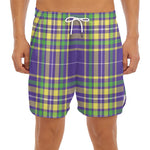 Mardi Gras Tartan Plaid Pattern Print Men's Split Running Shorts