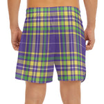 Mardi Gras Tartan Plaid Pattern Print Men's Split Running Shorts