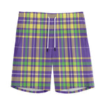 Mardi Gras Tartan Plaid Pattern Print Men's Sports Shorts