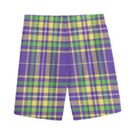 Mardi Gras Tartan Plaid Pattern Print Men's Sports Shorts