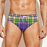 Mardi Gras Tartan Plaid Pattern Print Men's Swim Briefs