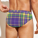Mardi Gras Tartan Plaid Pattern Print Men's Swim Briefs