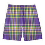 Mardi Gras Tartan Plaid Pattern Print Men's Swim Trunks