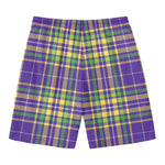 Mardi Gras Tartan Plaid Pattern Print Men's Swim Trunks