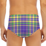 Mardi Gras Tartan Plaid Pattern Print Men's Triangle Swim Briefs