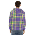 Mardi Gras Tartan Plaid Pattern Print Men's Velvet Pullover Hoodie