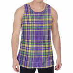 Mardi Gras Tartan Plaid Pattern Print Men's Velvet Tank Top