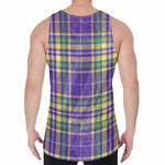 Mardi Gras Tartan Plaid Pattern Print Men's Velvet Tank Top