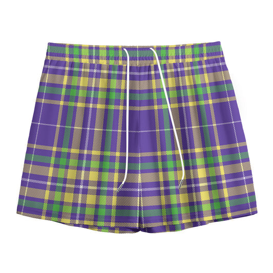 Mardi Gras Tartan Plaid Pattern Print Mesh Shorts