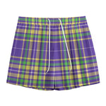 Mardi Gras Tartan Plaid Pattern Print Mesh Shorts