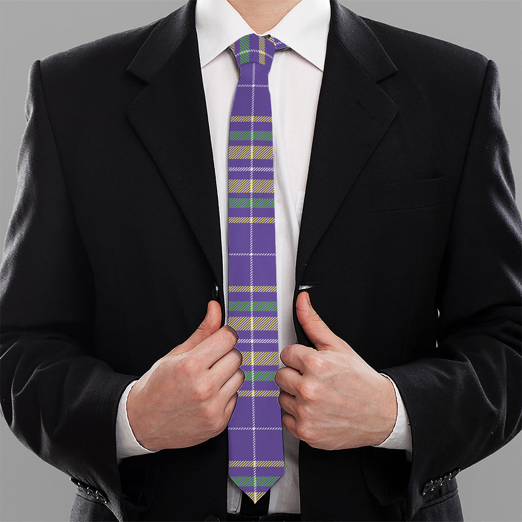 Mardi Gras Tartan Plaid Pattern Print Necktie
