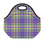 Mardi Gras Tartan Plaid Pattern Print Neoprene Lunch Bag