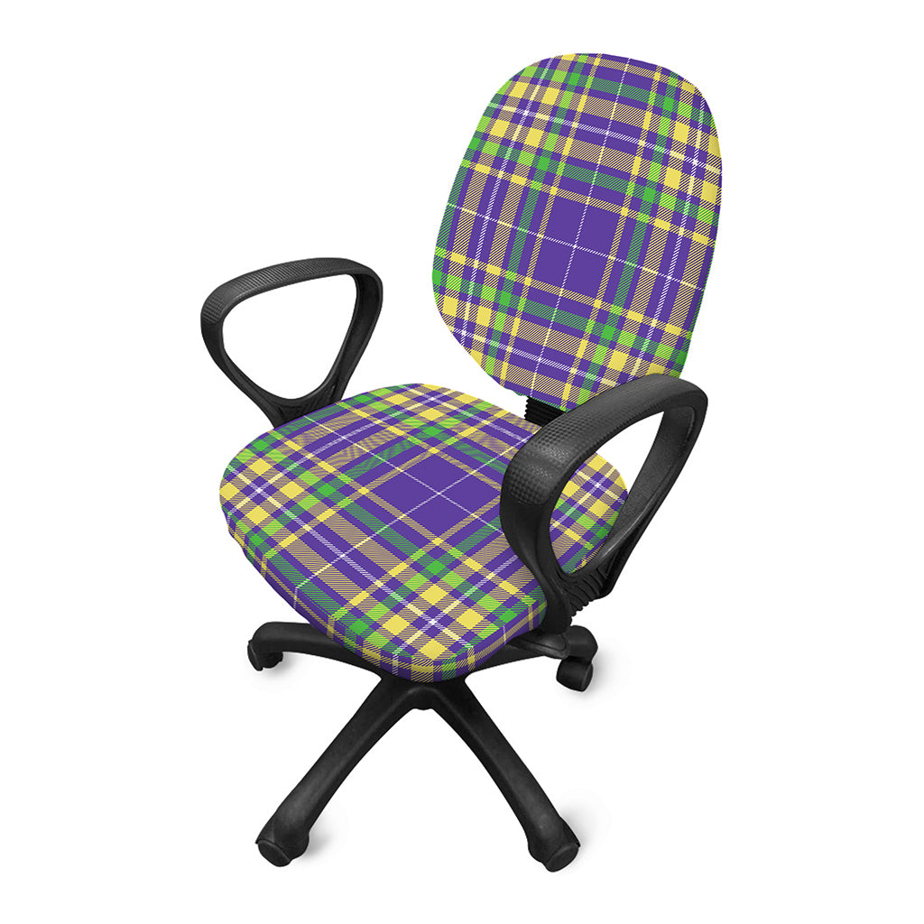 Mardi Gras Tartan Plaid Pattern Print Office Chair Cover