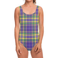 Mardi Gras Tartan Plaid Pattern Print One Piece Swimsuit