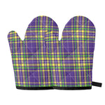 Mardi Gras Tartan Plaid Pattern Print Oven Mitts