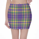 Mardi Gras Tartan Plaid Pattern Print Pencil Mini Skirt