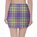 Mardi Gras Tartan Plaid Pattern Print Pencil Mini Skirt