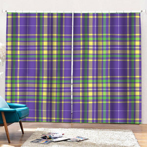 Mardi Gras Tartan Plaid Pattern Print Pencil Pleat Curtains