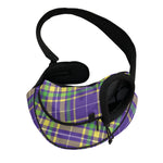 Mardi Gras Tartan Plaid Pattern Print Pet Sling Carrier