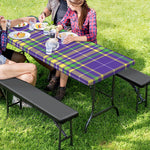 Mardi Gras Tartan Plaid Pattern Print Picnic Table Cover