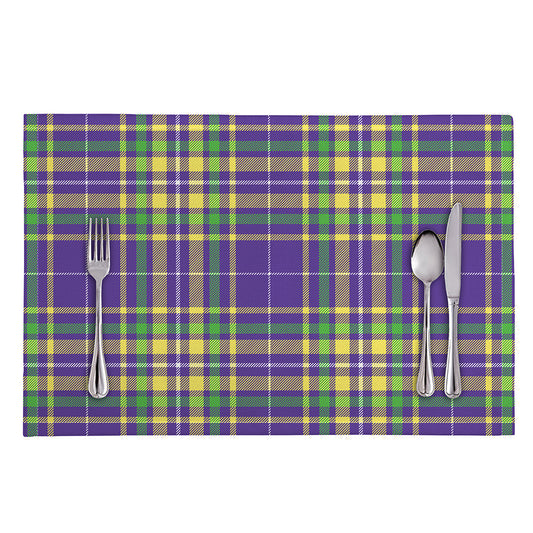 Mardi Gras Tartan Plaid Pattern Print Placemat