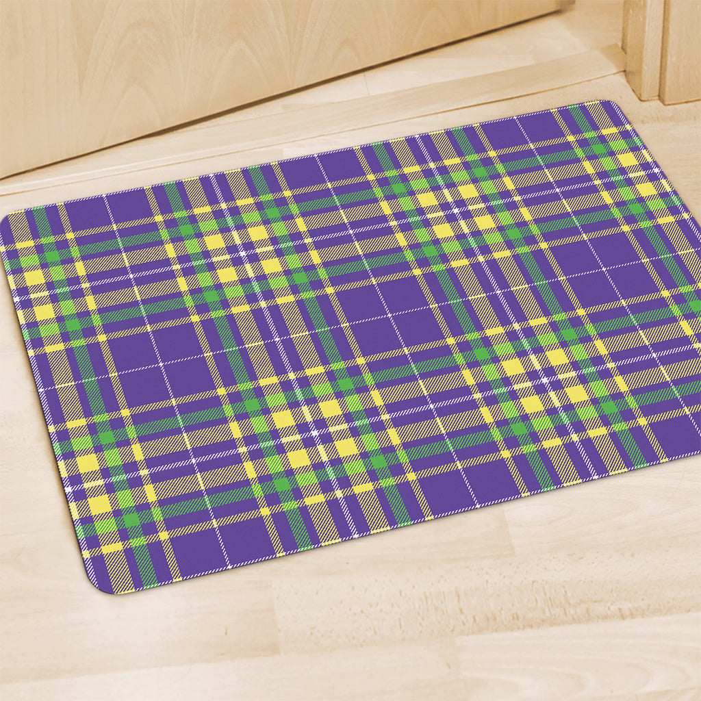 Mardi Gras Tartan Plaid Pattern Print Polyester Doormat