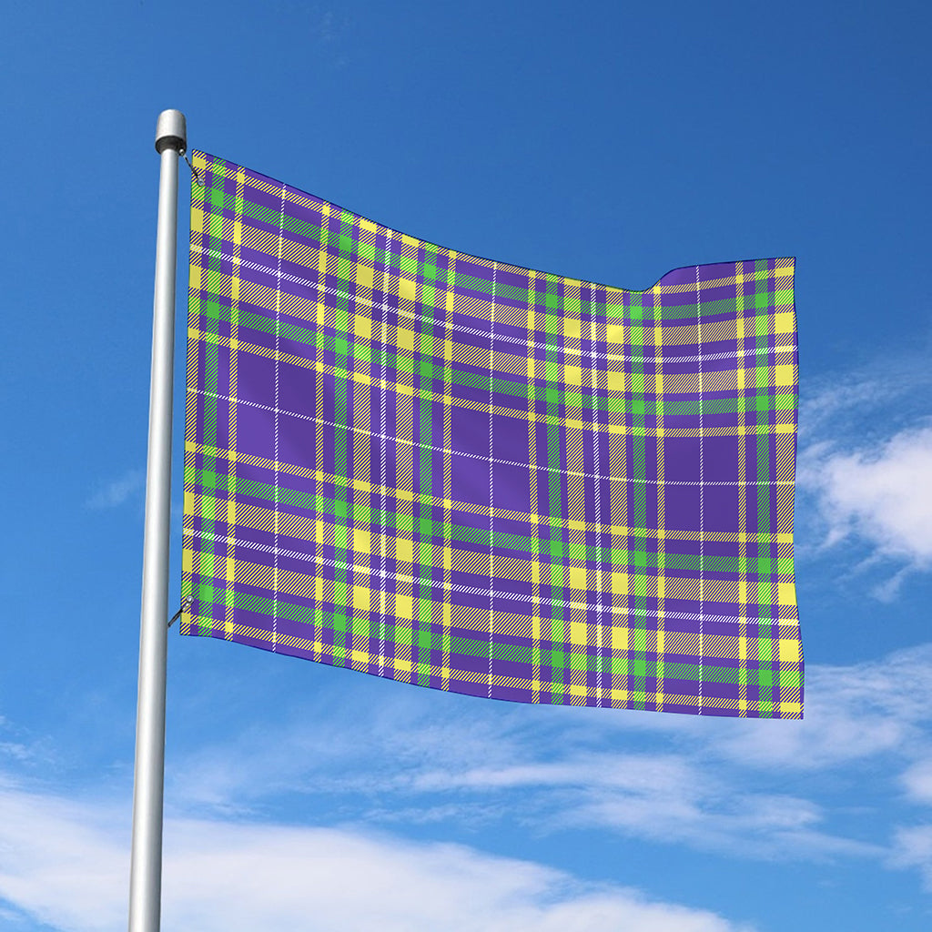 Mardi Gras Tartan Plaid Pattern Print Polyester Flag