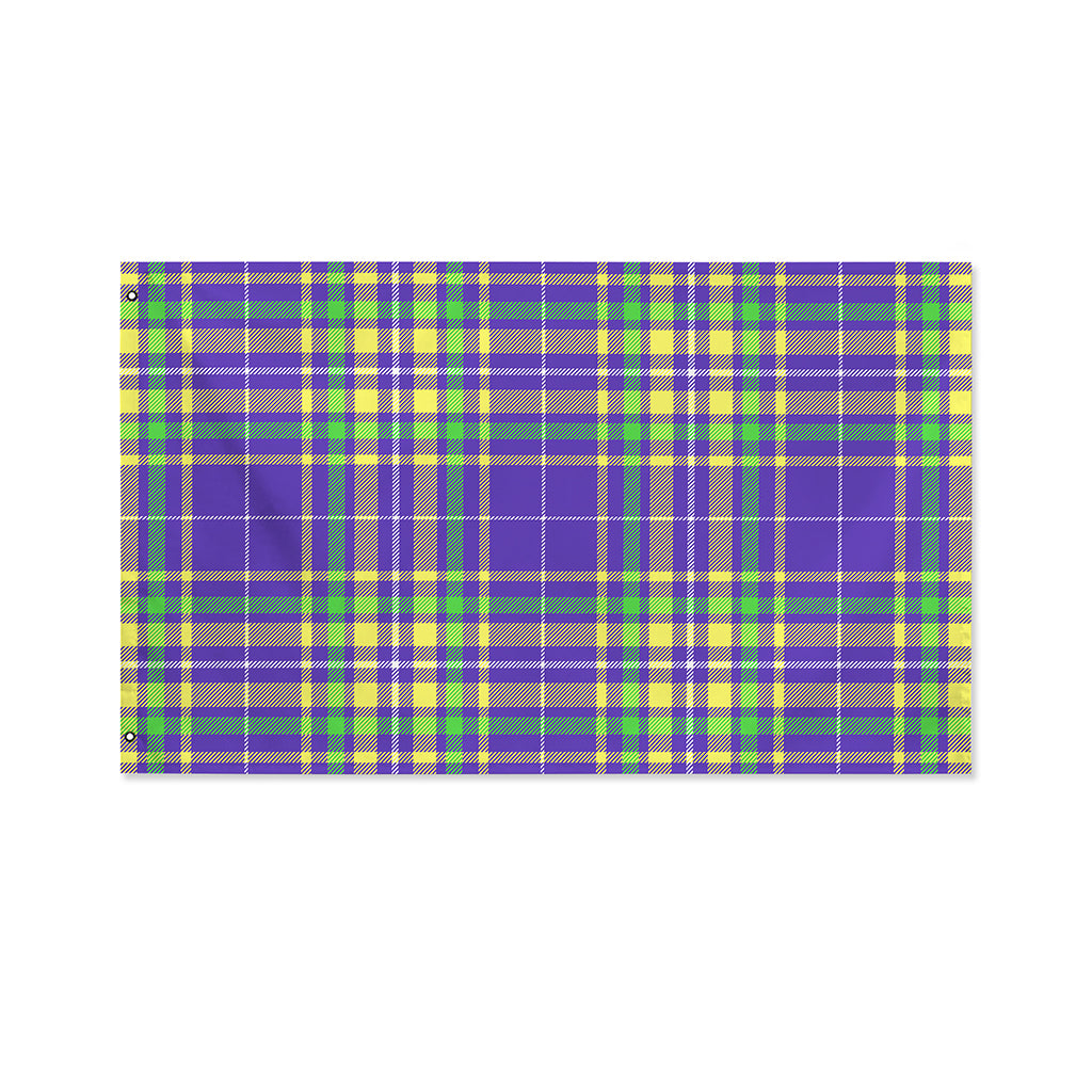 Mardi Gras Tartan Plaid Pattern Print Polyester Flag
