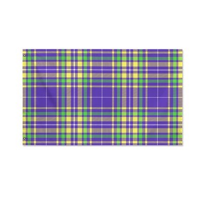 Mardi Gras Tartan Plaid Pattern Print Polyester Flag