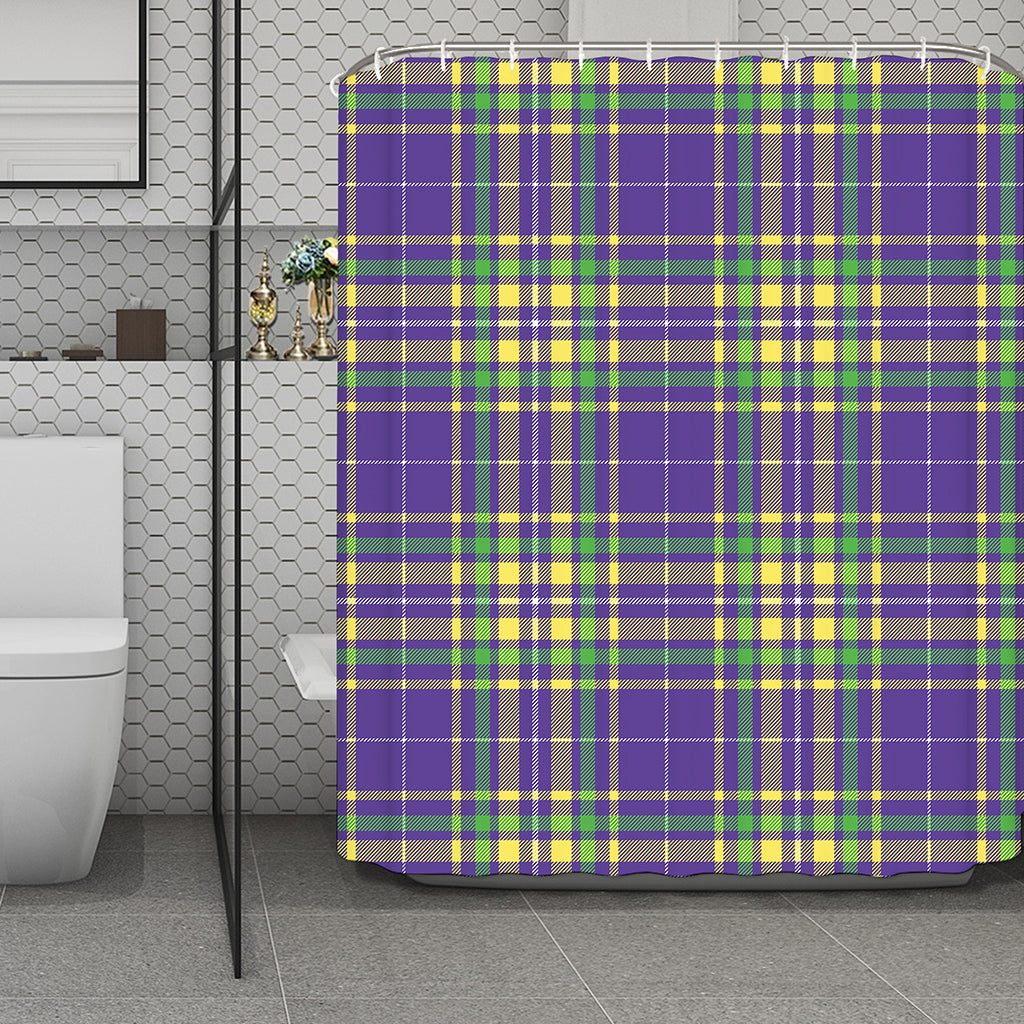 Mardi Gras Tartan Plaid Pattern Print Polyester Shower Curtain