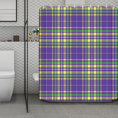 Mardi Gras Tartan Plaid Pattern Print Polyester Shower Curtain