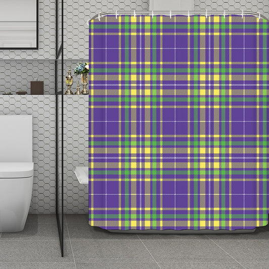 Mardi Gras Tartan Plaid Pattern Print Polyester Shower Curtain