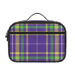 Mardi Gras Tartan Plaid Pattern Print Portable Lunch Bag