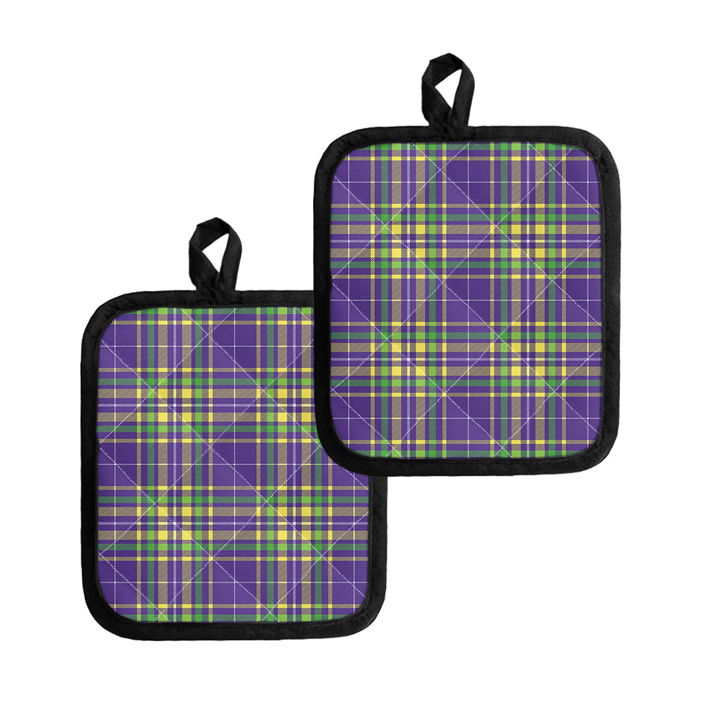 Mardi Gras Tartan Plaid Pattern Print Pot Holders