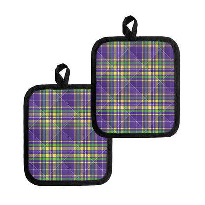 Mardi Gras Tartan Plaid Pattern Print Pot Holders