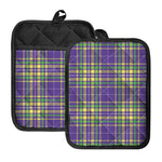 Mardi Gras Tartan Plaid Pattern Print Pot Holders With Pocket