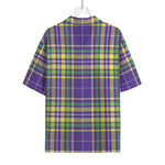 Mardi Gras Tartan Plaid Pattern Print Rayon Hawaiian Shirt