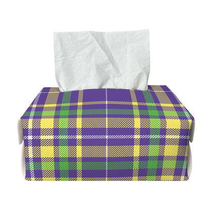 Mardi Gras Tartan Plaid Pattern Print Rectangle Tissue Box Cover