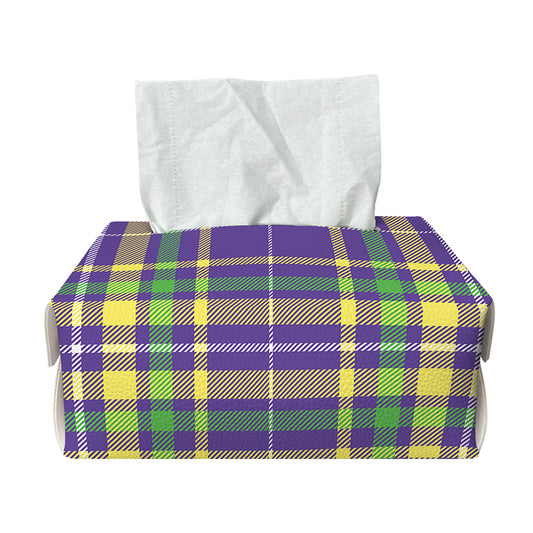 Mardi Gras Tartan Plaid Pattern Print Rectangle Tissue Box Cover