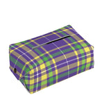 Mardi Gras Tartan Plaid Pattern Print Rectangle Tissue Box Cover