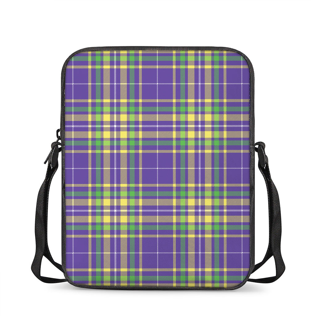 Mardi Gras Tartan Plaid Pattern Print Rectangular Crossbody Bag