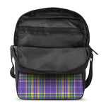Mardi Gras Tartan Plaid Pattern Print Rectangular Crossbody Bag
