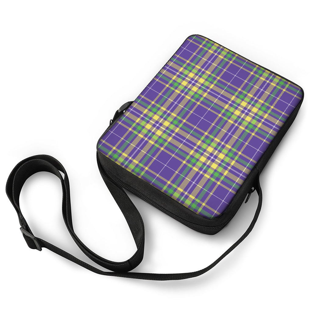 Mardi Gras Tartan Plaid Pattern Print Rectangular Crossbody Bag