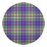 Mardi Gras Tartan Plaid Pattern Print Round Blanket