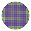 Mardi Gras Tartan Plaid Pattern Print Round Floor Mat