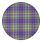 Mardi Gras Tartan Plaid Pattern Print Round Floor Mat