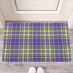 Mardi Gras Tartan Plaid Pattern Print Rubber Doormat