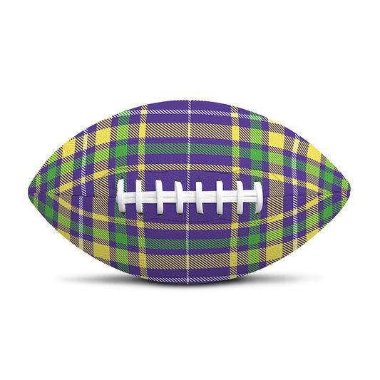 Mardi Gras Tartan Plaid Pattern Print Rugby Ball