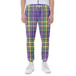 Mardi Gras Tartan Plaid Pattern Print Scuba Joggers