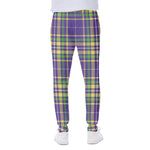 Mardi Gras Tartan Plaid Pattern Print Scuba Joggers